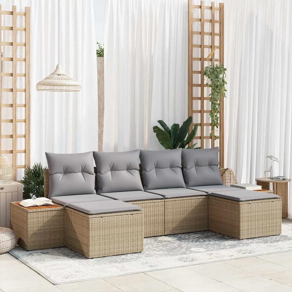 vidaxl garden sofa set 6 pcs beige/light gray