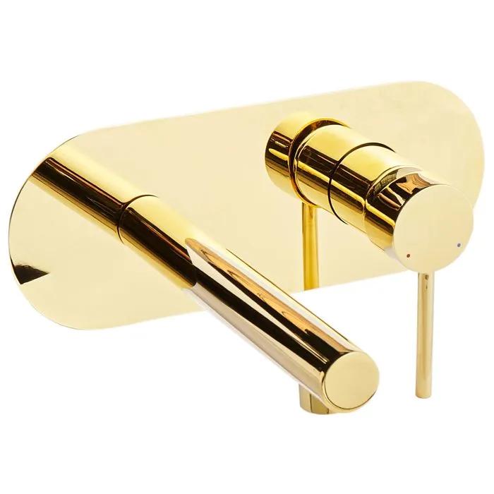 beliani wall-mounted sink faucet clavijo brass gold