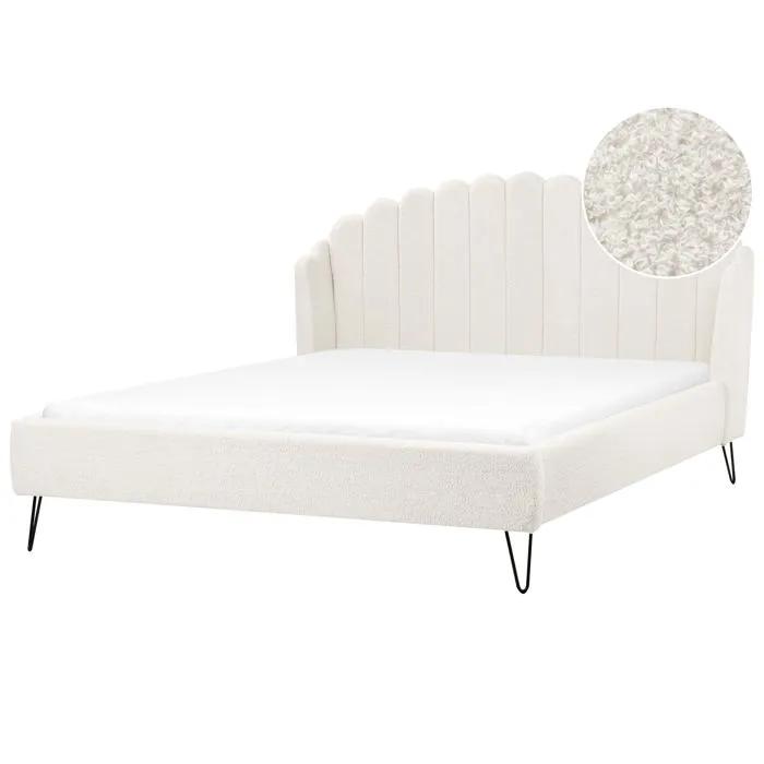 beliani bed boucle ambillou 180x200 cm cream