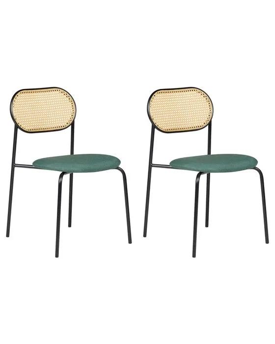 beliani dining chairs adaver dark green/black 2 pack