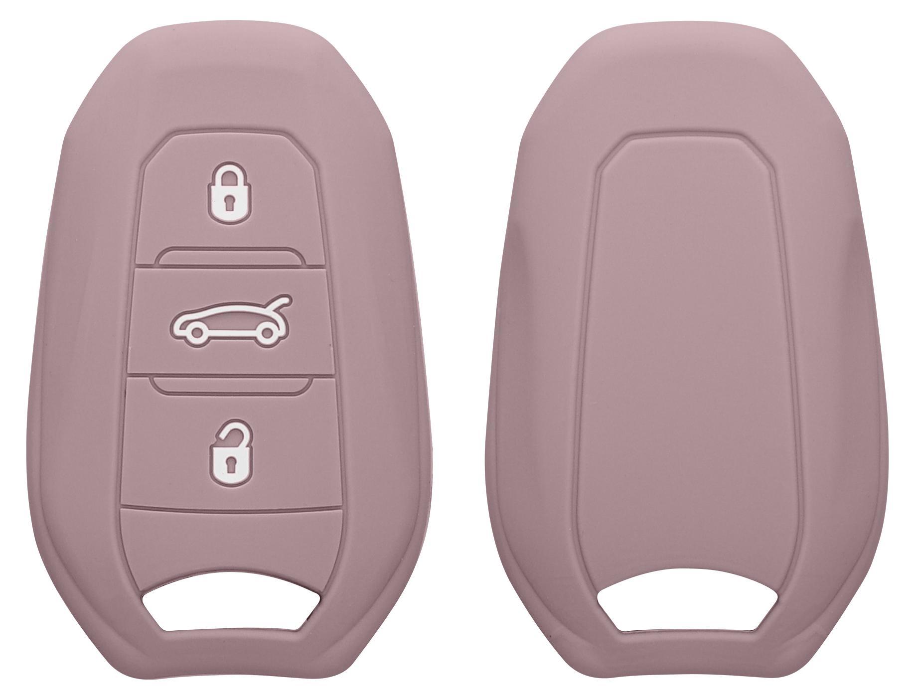 kwmobile key fob cover compatible with peugeot citroen 3-button keyless go purple cloud