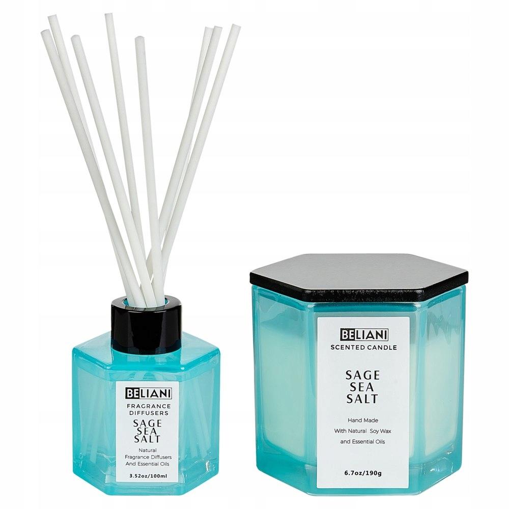 beliani scented candle with diffuser classy tint sea salt sage