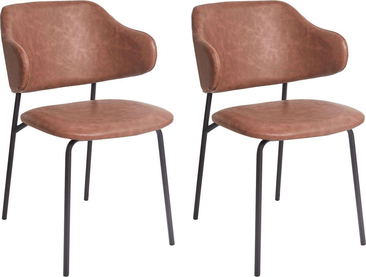 beliani dining chairs kenai brown 2 pack