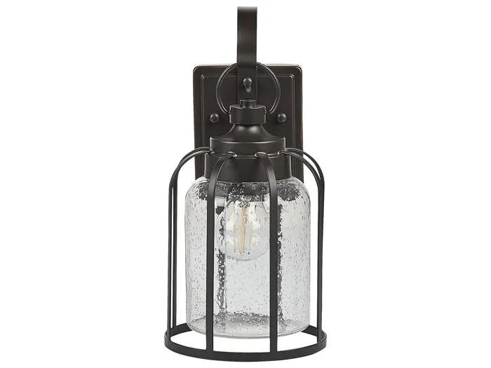 beliani outdoor wall light wooler black 36cm