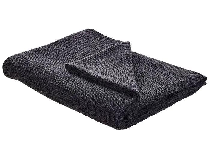 beliani throw blanket asaka dark gray 130 x 180 cm