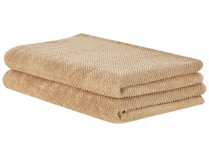 beliani bath towels mitiaro beige 2 pack