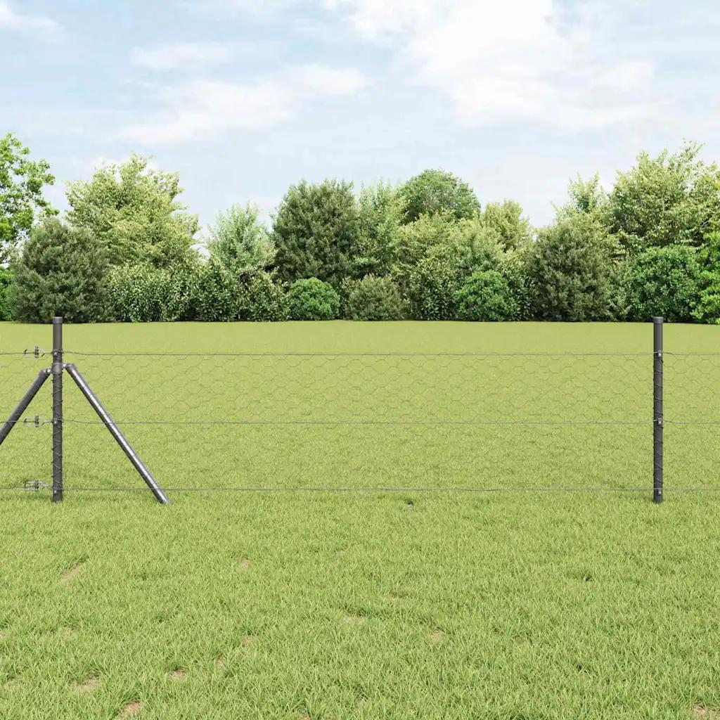 vidaxl hexagonal fence grey 1.4 x 25 m pvc