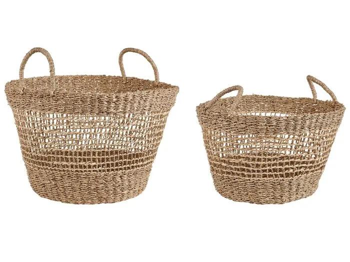 beliani storage basket set 2 natural sea grass