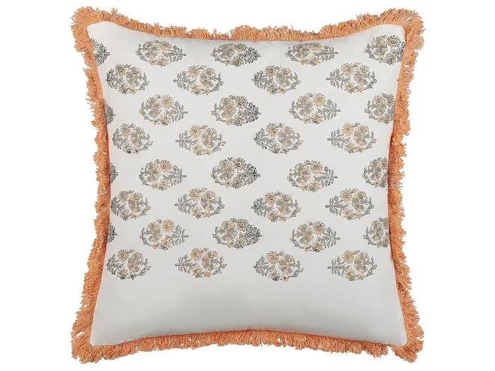 beliani decorative pillow sativus floral orange 45x45cm