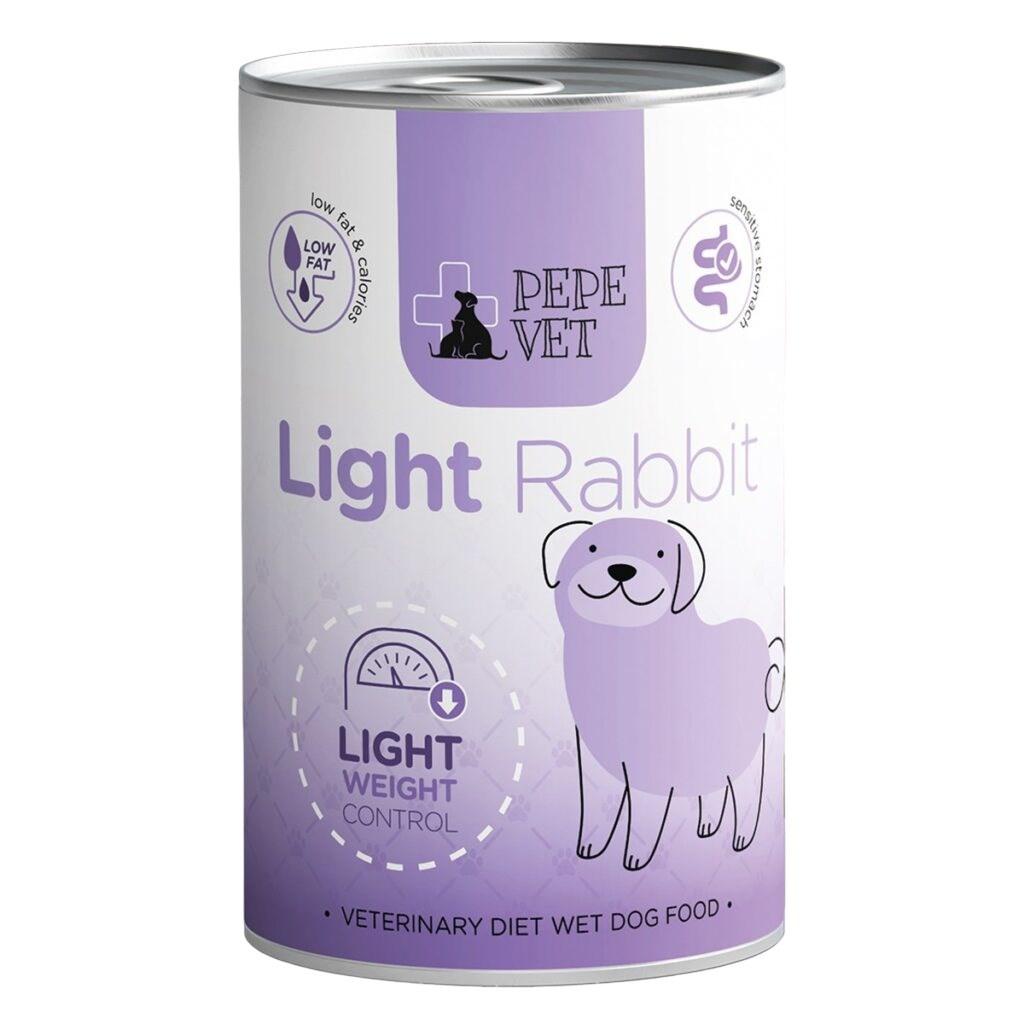pepe vet wet dog food light rabbit 400g