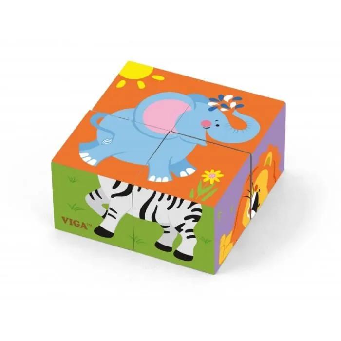 viga wooden block puzzle zoo 4 pieces