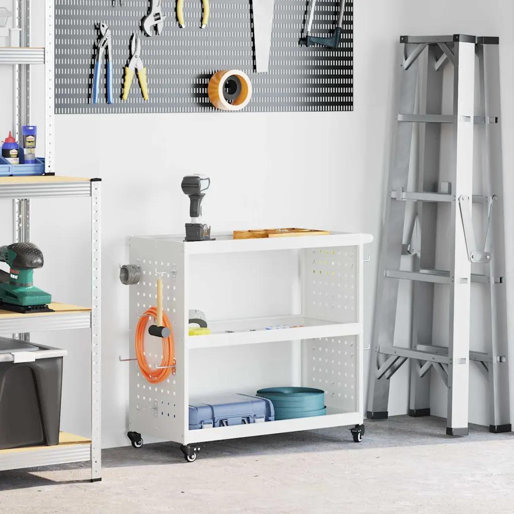 vidaxl tool cart cold rolled steel white 75x35x73cm