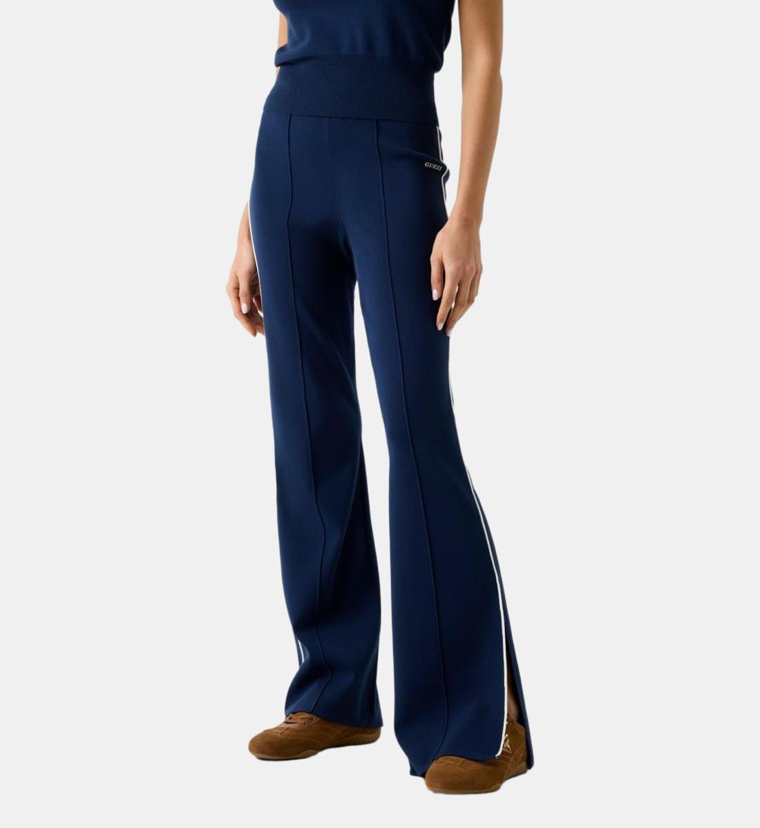 guess flare pants laurene silk blue m