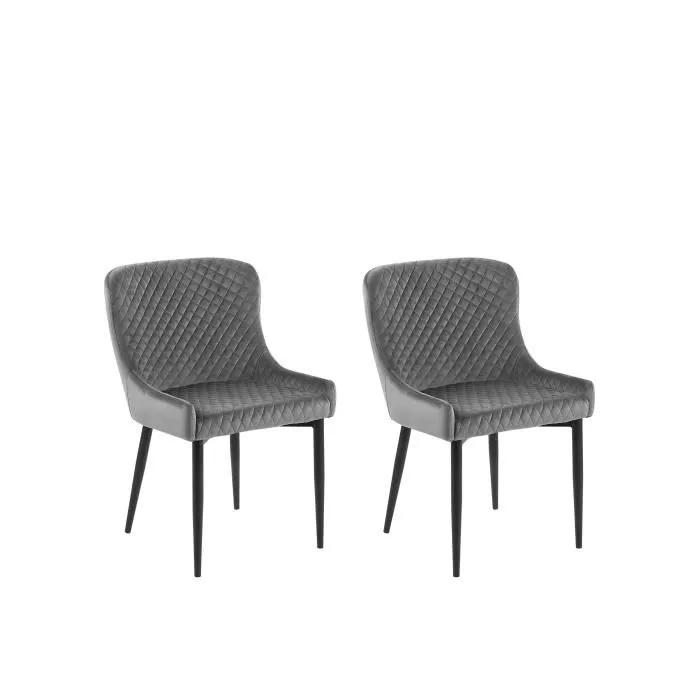 beliani dining chair solano velvet gray 2 pack