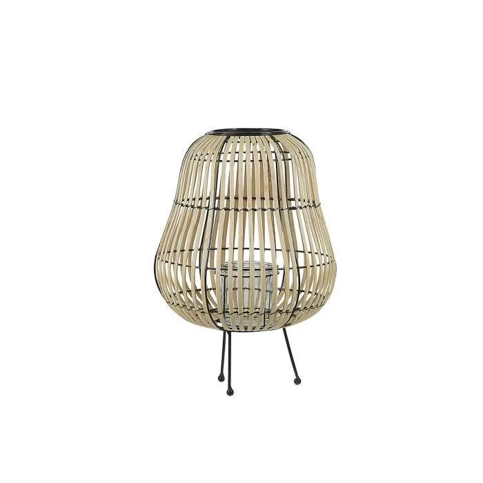 beliani lantern wood 44 cm natural