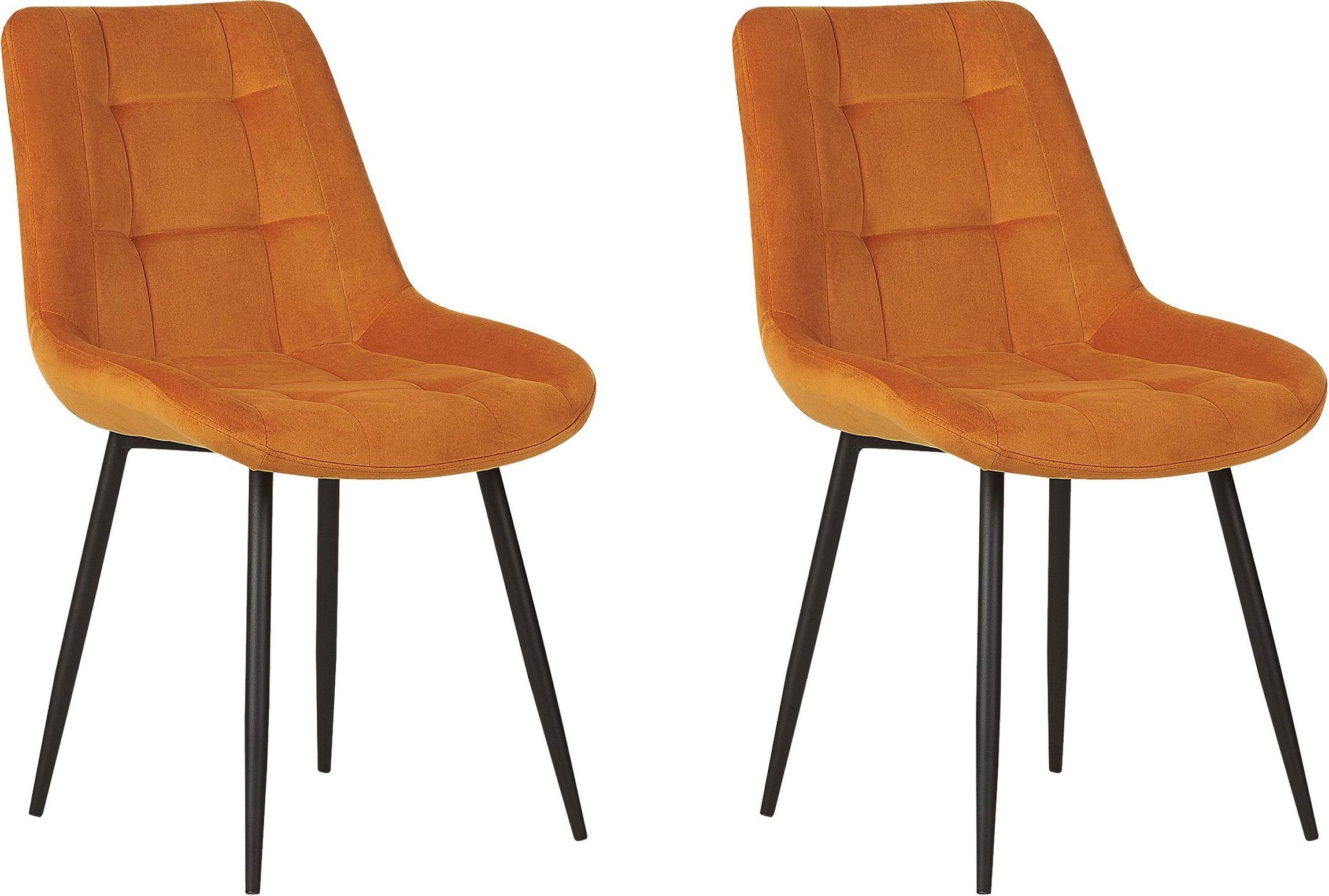 beliani dining room chairs melrose velvet orange 2 pack