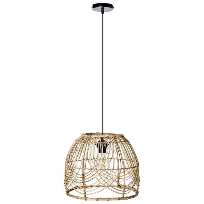 beliani hanging lamp postrero rattan natural 40w