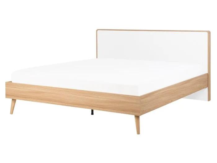 beliani double bed serris light brown 160x200 cm