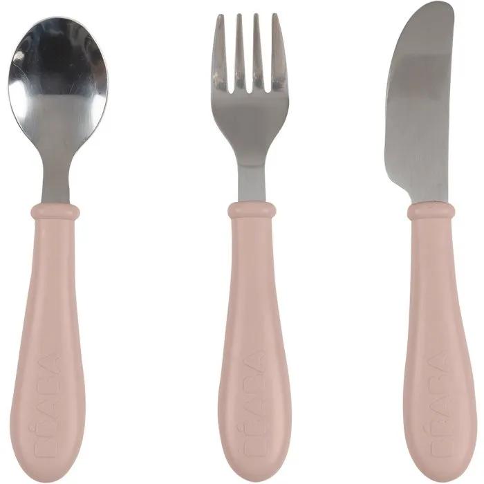 beaba baby cutlery set learning inox 3 pieces