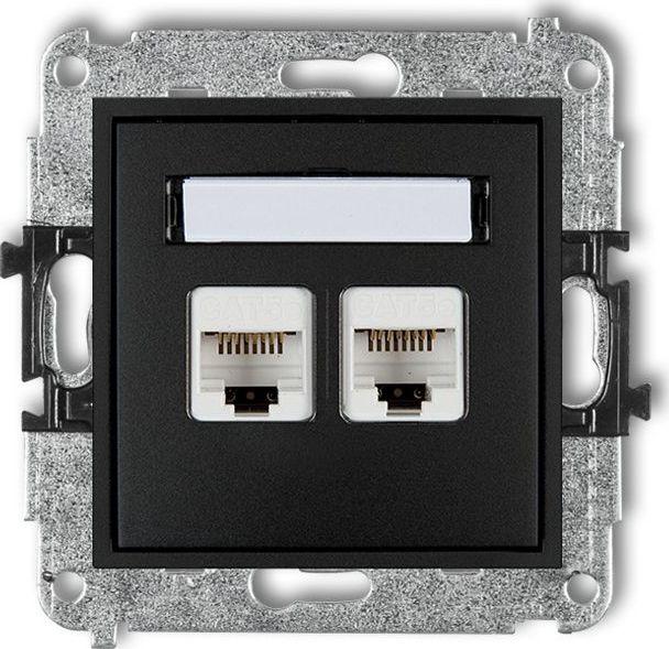 karlik computer socket double 2xrj45 cat. 6 8 pin matt black