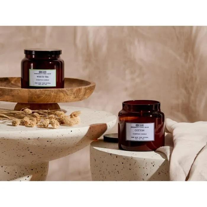 beliani scented candles set of 2 soy wax white tea cotton