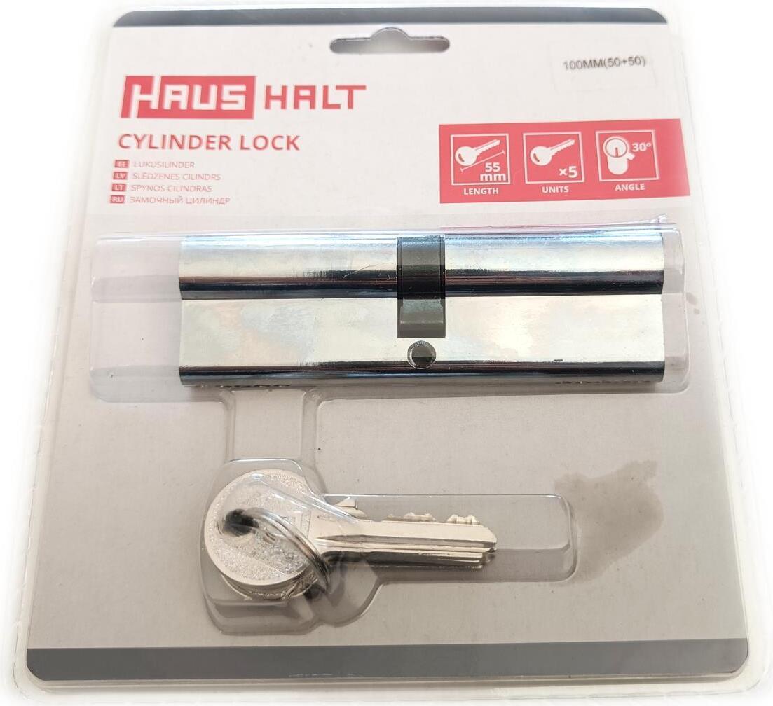 haushalt cylinder lock 100mm 50x50 chrome 5 keys
