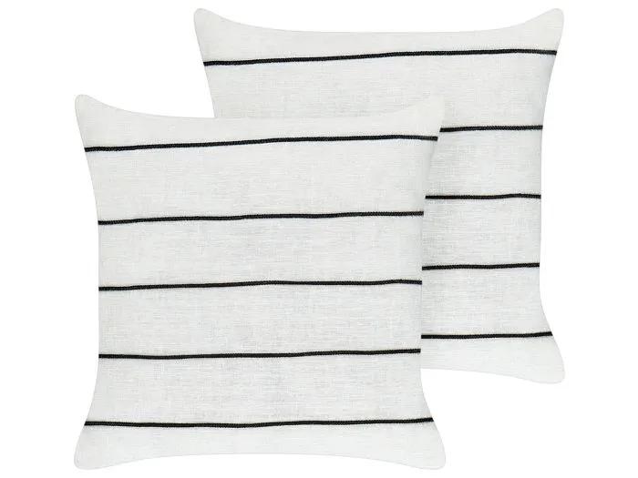 beliani decorative pillows milas striped 50x50cm 2 pack