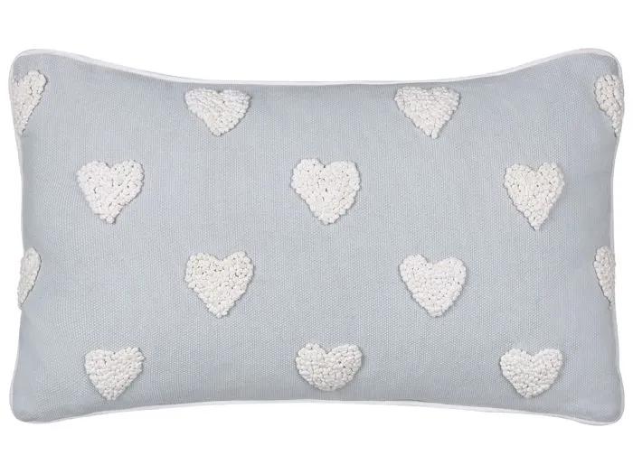 beliani decorative cushion gazania heart pattern grey 30x50cm