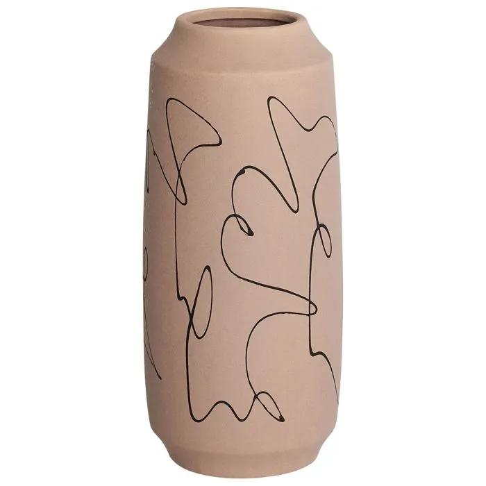 beliani flower vase sunfish stoneware 33cm beige