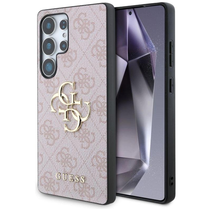guess phone case big 4g logo classic logo samsung galaxy s25 ultra pink