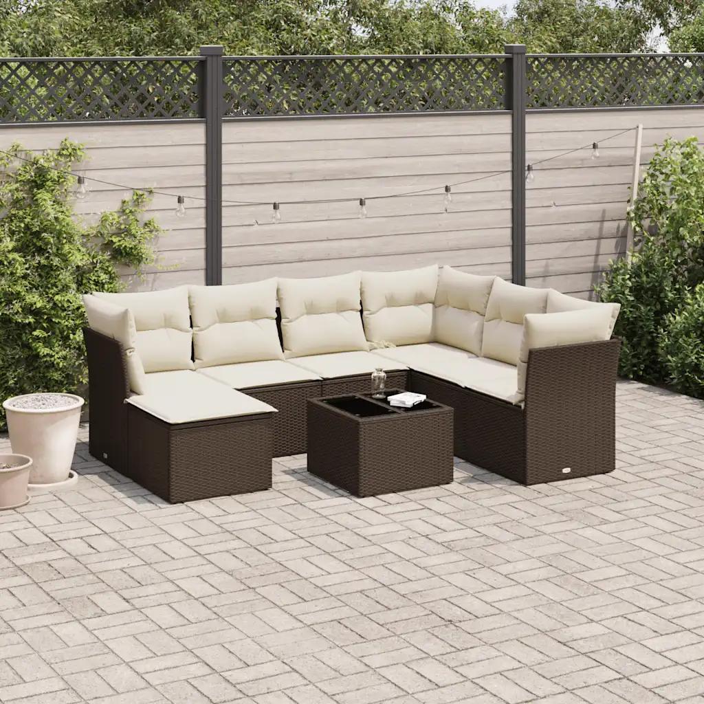 vidaxl garden sofa set 8 pcs brown poly rattan