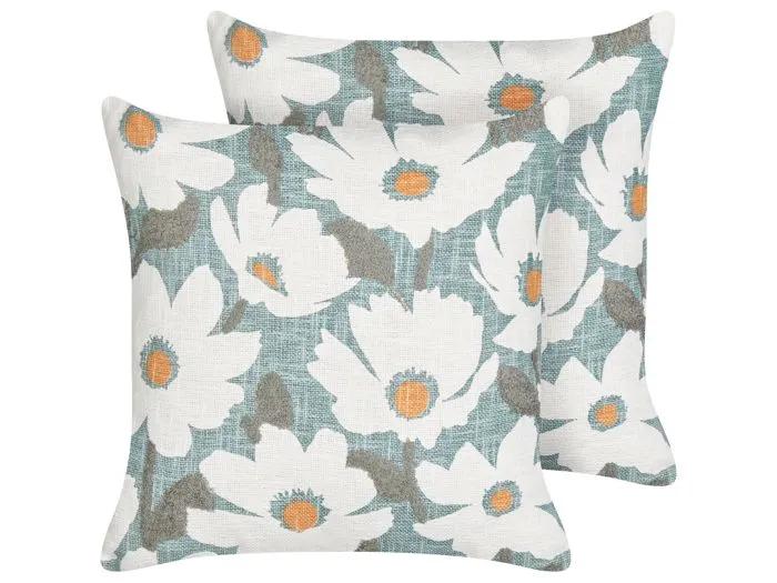 beliani decorative cushions jatropha floral pattern 45x45 cm 2 pack