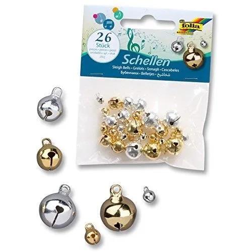 folia craft bells assorted sizes gold/silver 26 pack