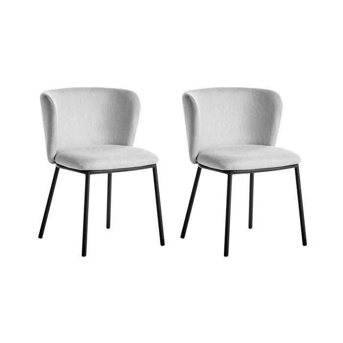 beliani dining chairs mina light gray 2 pack