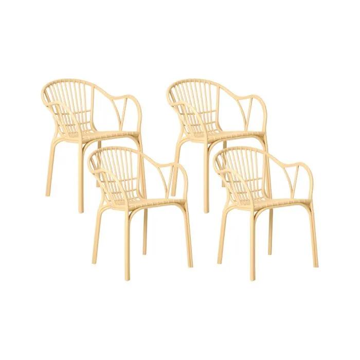 beliani garden chairs andora beige 4 pack