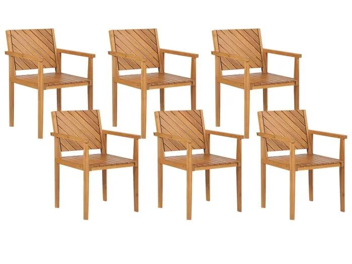 beliani garden chair set baratti acacia brown 6 pack