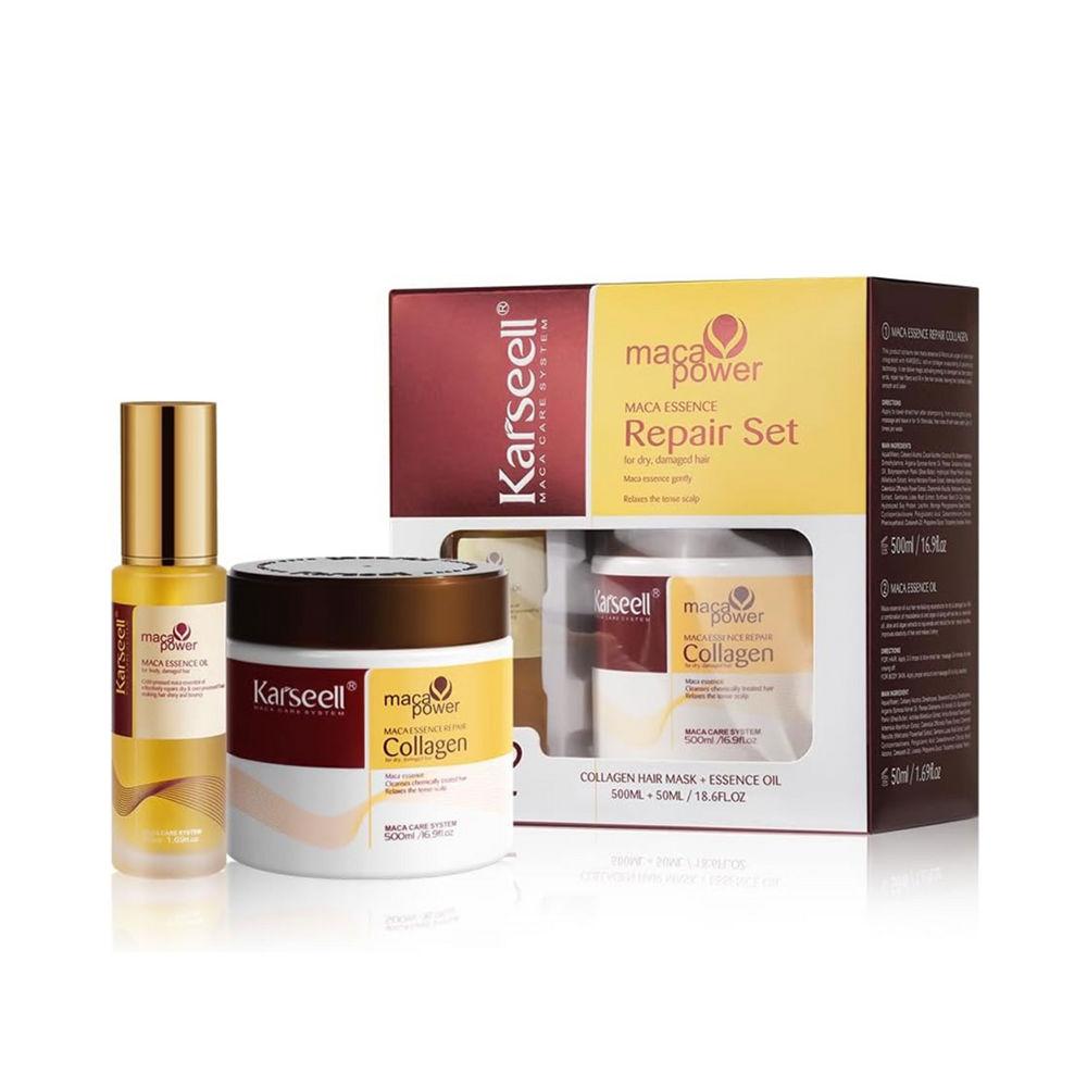 maca essence hair care set collagen mask 500ml argan oil 50ml