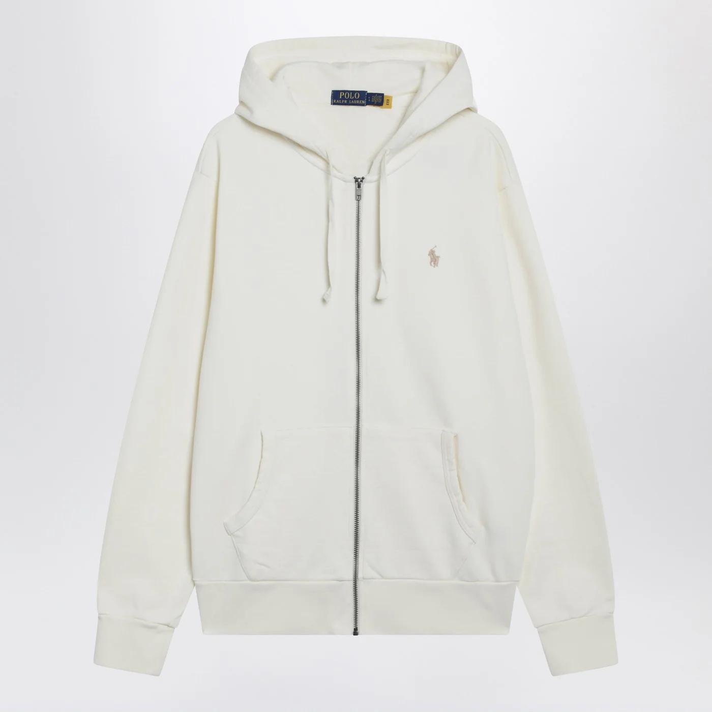 polo ralph lauren zip hoodie ivory cotton