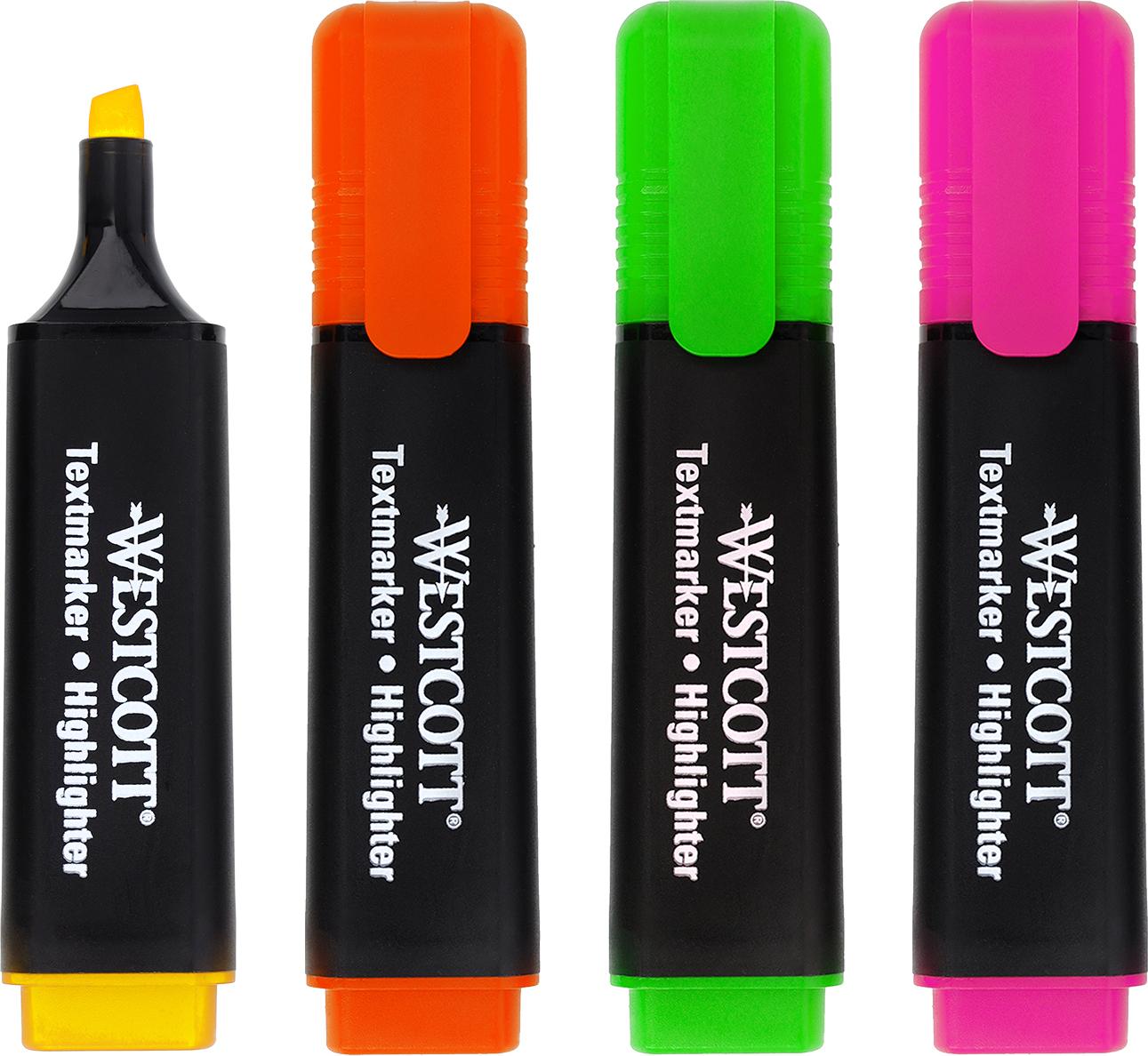 westcott highlighter markers 4 pack assorted colors 2-5mm