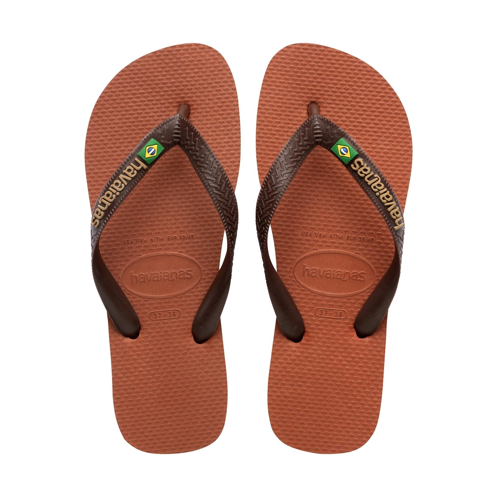 havaianas flip flops brasil logo rust/coffee 37/38