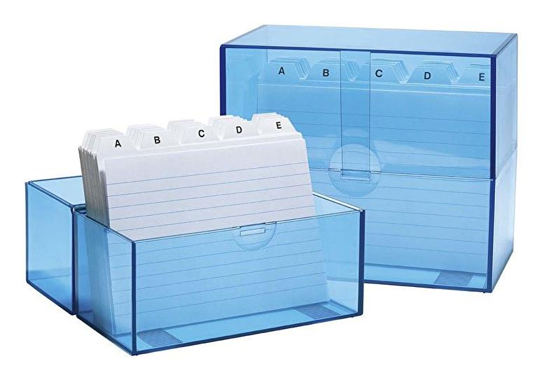 wedo index card box a6 blue transparent 1 piece
