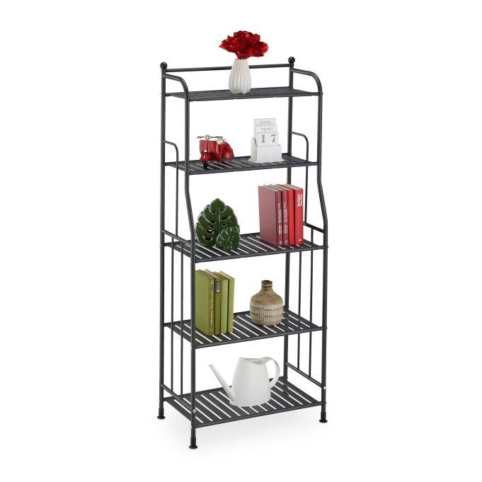 relaxdays standing shelf steel 133x56x28cm 5 shelves black