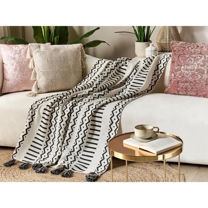 beliani blanket unnao cotton 130x180cm white
