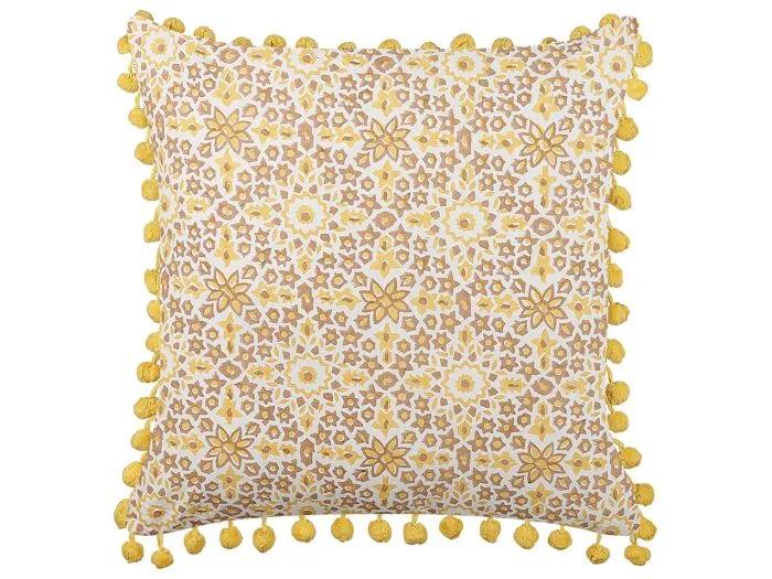 beliani decorative cushion lycrois floral yellow 45x45cm