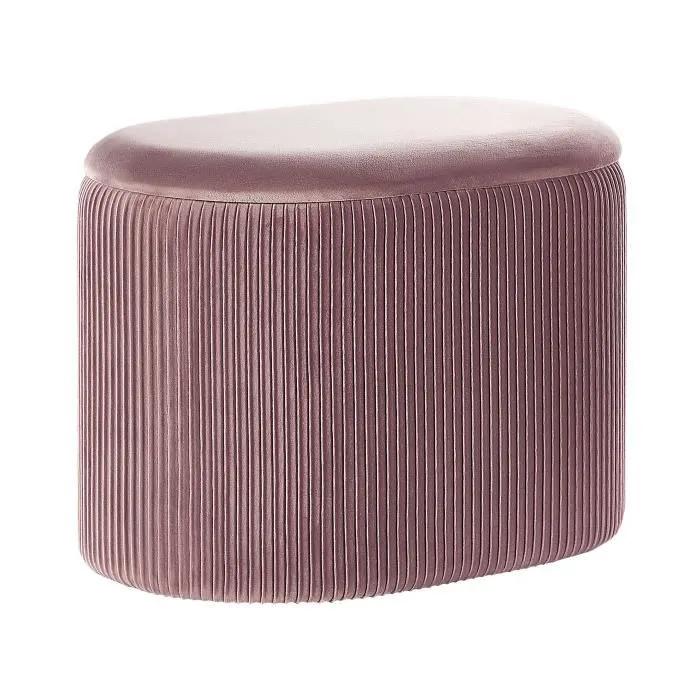 beliani pouf richland velvet pink oval