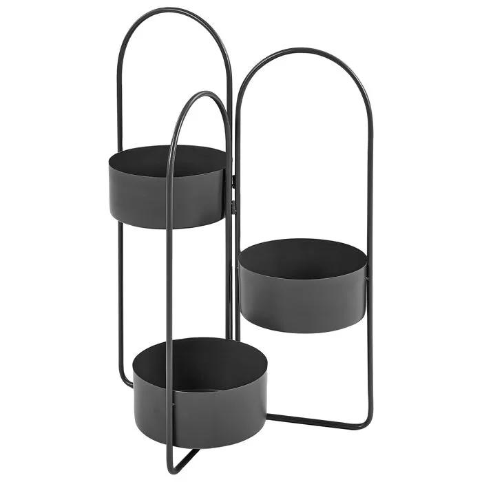 beliani plant stand colutena metal black 56cm