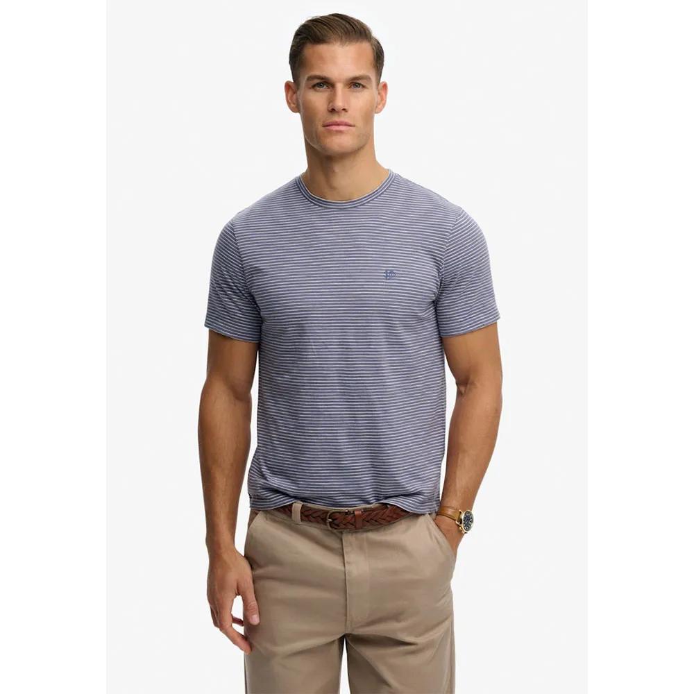 superdry t-shirt classic essential stripe blue l