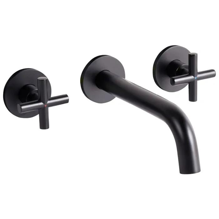 beliani wall-mounted sink faucet kaieteur brass black