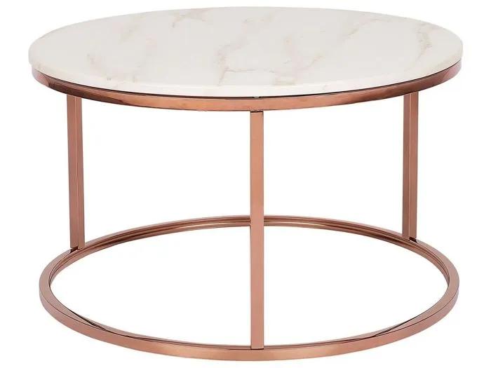 beliani coffee table coral marble effect copper 70x70x43 cm