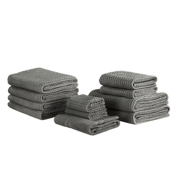 beliani towel set atai grey 11 pieces